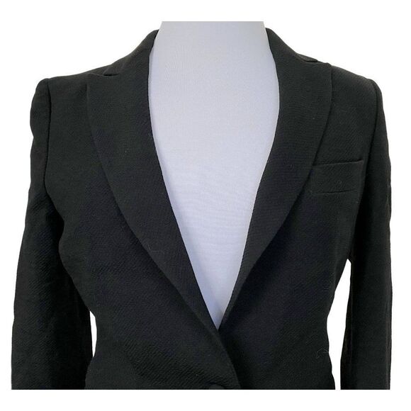 Faconnable Black Cropped Textured Wool Jacket Sz 4 Fully Lined Single Button - Picture 2 of 7